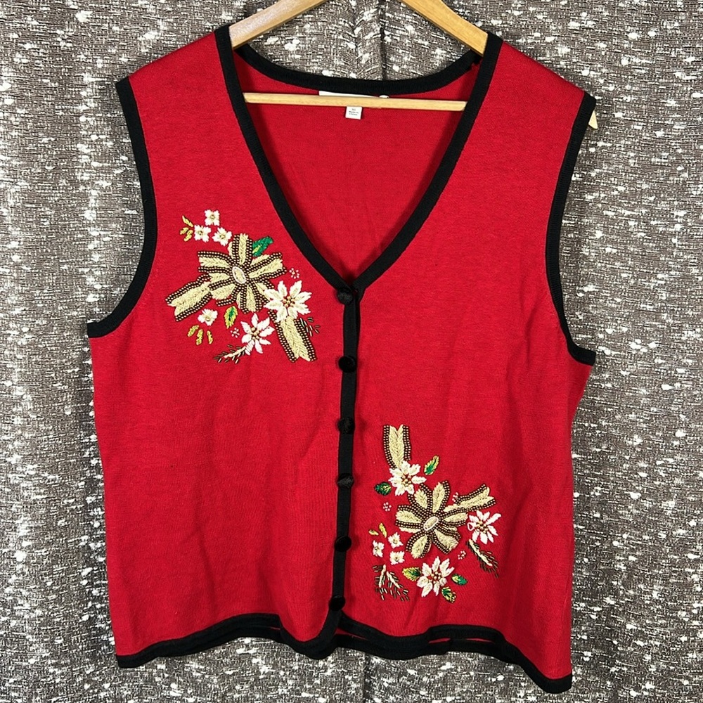 Mercer‎ Street Studio Ugly Christmas Embroidered Button Up Sweater